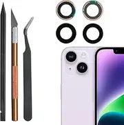 Back Camera Lens Glass Replacement for iPhone 14 6.1 inch and 14 Plus 6.7 inch,Rear Lens Glass Replacement Reparing Toolkit with Pre-Installed Adhesive,Back Glass Camera Lens,Repair Tool Set