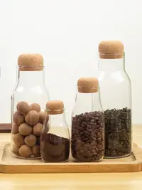 在飛比找松果購物優惠-日式小清新玻璃密封罐 儲物罐 酵素瓶 玻璃罐 咖啡豆保存罐 