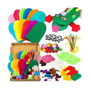 12 Pcs Colorful Hand Puppet Making Kit for Kids Art Craft Felt Sock Googly Eyes