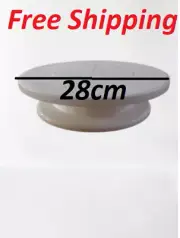 28cm White Turning Table Cake Making Tool Stand Finishing 360 Degree Rotation