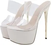 [BESTYASH] 1 Pair High Heel Sandals Sandal Heels for Women Chunky Heel High Heels Woman House Slippers Teal Sandals for Women Dressy Platform Spray Chunky Heels 16c Upper: Pu