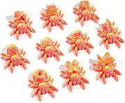 QINGMIAO 10Pcs 3D Printed Mini Spiders, Articulated Spider Toys for Kids and Adult, 3D Print Animals Fidget Toys Decor for Stress Relief, Desktop Pet (Fantasy Orange)