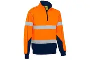 Bisley Mens 1/4 Zip Fleece Pullover With Sherpa Lining BK6987T - Orange/Navy