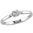Amour Sterling Silver Created White Sapphire and 0.04 CT Diamond TW Promise Ring