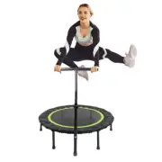 PRO Mini Trampoline Handrail Folding Fitness Exercise Rebounder Home Gym Cardio
