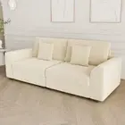 Ufurniture 2 Seater Sofa Corduroy Modular Lounge Couch with Cushions Beige