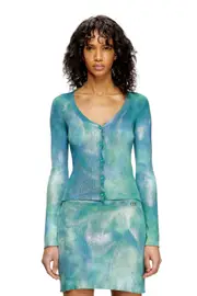 [Diesel] Diesel - Cardigan in metallic solarised knit - Knitwear - Woman - Blue XS Blue