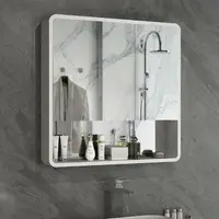 在飛比找樂天市場購物網優惠-北歐黑白實木浴室鏡櫃防水衛生間鏡箱掛牆式儲物收納鏡子帶置物架