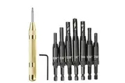 8 Pieces Centre Drill Bits Set Self Centering Hinge Hole Drilling With Auto Punch black