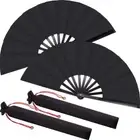 DIY Black Silk Folding Fan Painting Hand Held Fan Chinese Style Folded Fan