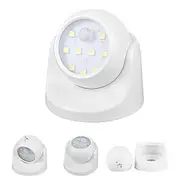 White Motion Sensor Security LED Light 360o Battery Operated Indoor Outdoor
