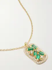 [Suzanne Kalan] Suzanne Kalan - 18-karat Gold, Diamond And Emerald Necklace - Green - One size One size Green