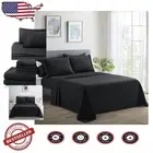 Silky Smooth King Size Black Sheet Set with 4 Pillowcases - All Season Comfort