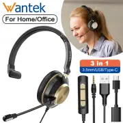 Wantek Headset USB/USB-C/3.5mm with Microphone Earphone for PC/Laptop/Cellphone