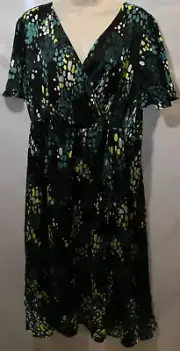 Women's Torrid Midi Bubble Charm Flutter Sleeve Wrap Dress Plus Size 1 NWT