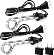 Huquary Portable Immersion Water Heater 300W 120/240V Electric Camping Accessories Dual Voltage Immersion Heater Travel Water Boiler Water Heating Rod with Travel Adapter for Coffee Tea, Black (2)
