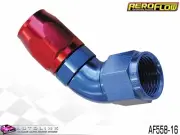 AEROFLOW RED/BLUE ONE PIECE CUTTER FULL FLOW SWIVEL 60° HOSE END -16AN AF558-16