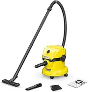 Kärcher WD 2-18 Cordless Wet/Dry Vacuum Cleaner with Filter, Joint and Wet/Dry Suction Nozzle, 225 Watt, Plastic Container: 12 L, Suction Hose: 1.8 m, without Battery, No Charger, Yellow