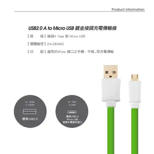 【福利品】群加 Micro USB To USB 2.0 安卓/平板傳輸充電線/ 2M扁線 (USB2-GFMIB2