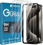 [3 Pack] T Tersely Screen Protector for iPhone 15 Pro (6.1 inch), Tempered Glass with Installation Alignment Frame,Case Friendly