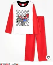 Super Mario Kart Boy's Checkered Flag Race Fleece Pajama Set Size 4