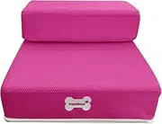 Dog Steps Stairs for Bed, Non-Slip Pet Stairs, Folding Dog Stairs, Dog Steps for Bed, 2 Steps Dog Ramp for Sofa with High Density Foam and Removable Cover, 47 * 39 * 20