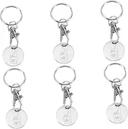 HOMSFOU 6pcs Stainless Steel Trolley Token Keyrings Chic Shopping Cart Coins for Supermarket Use Keychain Accessories for Convenient Shopping Trips