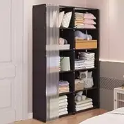 Portable Wardrobe Rack,Cloth Wardrobe,Wardrobes, Wardrobe with Compartments, with Multiple Storage Areas and Wardrobe Door Curtain, for Bedrooms