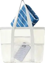 Lmyit Tote Bag Beach | Large Mesh Beach Tote Bag - Waterproof Mesh Fitness Handbag, Large Capacity Pouch for Towel Sunscreen Sports