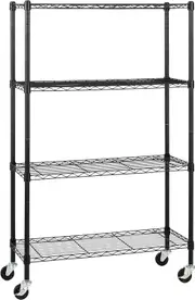 Adjustable Heavy Duty Storage Shelving Unit with Wheels - Metal Wire Rack (91x36x147cm)