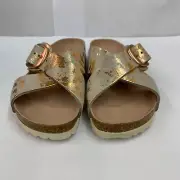 Birkenstock New w/ Box Siena Big Buckle Vintage Metallic Rose Copper Suede Nar