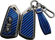ontto Alloy Car Key fob Cover Fit for VW Golf 8 Mk8 GTI GTD R ID.3 ID.4 Seat Leon Tarraco Ateca Mk4 for Skoda Octavia A8 Remote Key case Keyring PVC Key Shell Holder keychian Accessories Blue