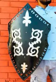 Medieval Knight Templar Heater Shield Warrior Steel 28" Shield Handmade Shield