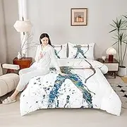Castle Fairy Archery Comforter,Sport Event Bedding Set for Kids Girls Boys,Teens Adults Watercolor Comforter,Gaming Quilted Duvet Set Bedroom Collection Full Size 3Pcs
