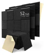 Upgrade 52 pack Sound Proof Foam Panels With Self-Adhesive, 1" X 12" X 12" Qu...