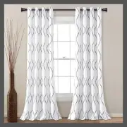 2pk 52"x84" Light Filtering Swirl Curtain Panels Navy - Lush Decor