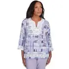 ALFRED DUNNER SIZE XL TOP CRYSTAL SPRINGS 2025 WATERCOLOR PLAID NEW WITH TAGS