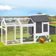 225cm X 80.5cm X 105cm i.Pet Chicken Coop Rabbit Hutch Extra Large Wooden Run Bunny Cage House Outdoor