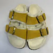 Birkenstock New with Box Arizona Shearling Ochre-Beige Suede Narrow Select Size