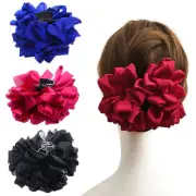 4 Pcs Large Silk Flower Bow Hair Claw Jaw Clips For Women 4 Pack Color