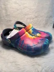 Crocs Men's Tie Dye Bistro Rainbow Graphic Slip On Size 11 Colorful Clogs NWT