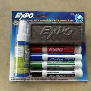 Low Odor Dry Erase Marker Set with White Board Eraser and Cleaner, Chisel Tip...