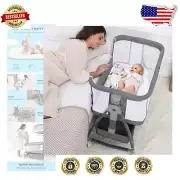 Safe 5 Height Adjustable Bedside Sleeper with Mattress & Wheels for Newborns