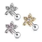 16 GA1/4" CZ Set Flower Internally Threaded Labret Monroe Cartilage Studs L198