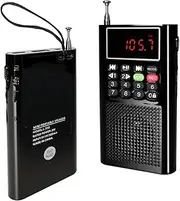 BliMySwe Small Digital Radio, Mini FM Radio with Auto Scan, Integrated Battery & MP3 Playback via USB/TF, Compact Walkman for Camping, Walks & Travel (Black)