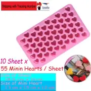 10sheetx55 Mini Heart Silicone Mould Fondant Chocolate Jelly Ice Cube Love Mold