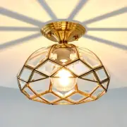 Brass Glass Semi Flush Mount Ceiling Light 1-Light Hallway Ceiling Light Vint...