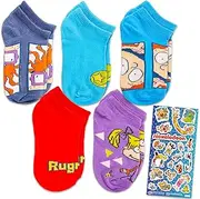 [Nickelodeon] Rugrats for Kids Socks Bulk Set - Bundle with 10 Pairs of Rugrats Socks Size 7.5-3.5 Plus Stickers for Boy and Girls | Party Favor Socks Kids, Rugrats Socks Kids, 6-10 Years
