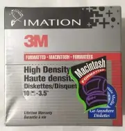 3M Imation MAC 1.40 MB 2HD 3.5 Floppy Disks 10-Pack In Sealed Box Free Shipping