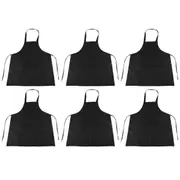 6 Pack Black Kitchen Apron with 2 Pockets Anti-Dirty Apron Suitable for Barbecue Kitchen Cooking Baking Restaurant